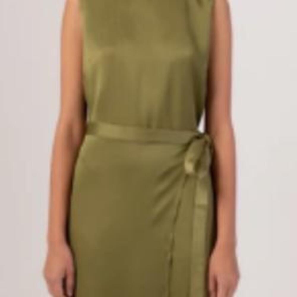 Women's Olive Green Sleeveless MidWomen's Olive Green Sleeveless MaxiWrap Dress